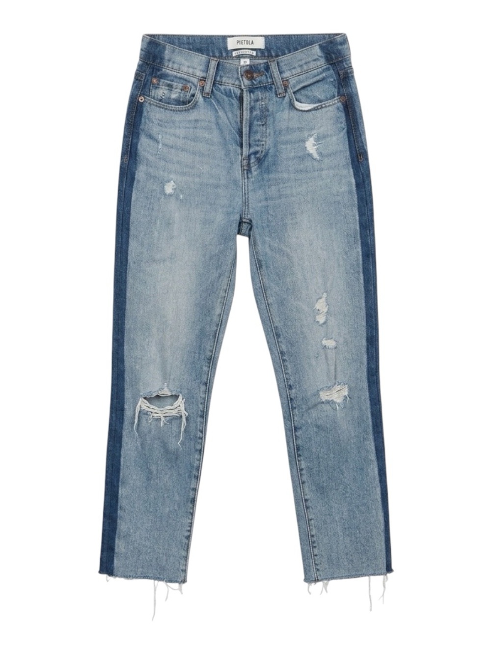 pistola Two-Tone Distressed Straight Leg Light Wash Grunge Streetwear Jeans  25W